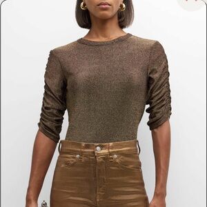 VERONICA BEARD Waldorf Metallic Ruched long sleeve Top (Size Large)$198 Retail